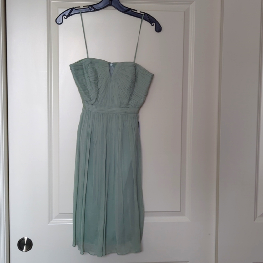J.Crew Pistachio Green Strapless Silk Dress Size 00